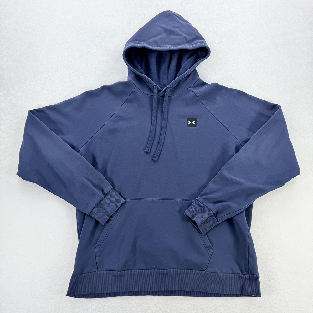Under Armour Hoodie Mens XL Blue Fleece Pullover Kangaroo Pocket Logo Sweatshirt